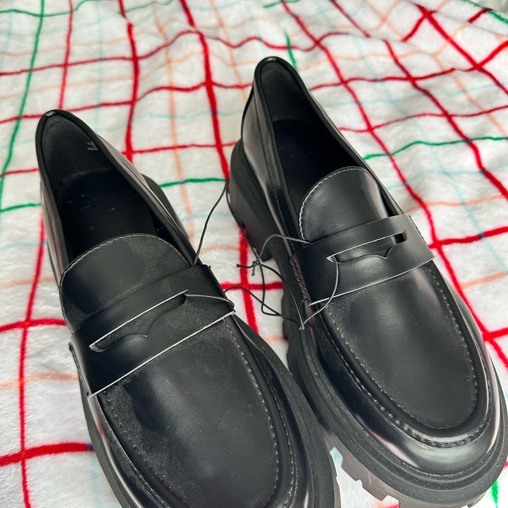 H&M Classic Black Leather Loafers